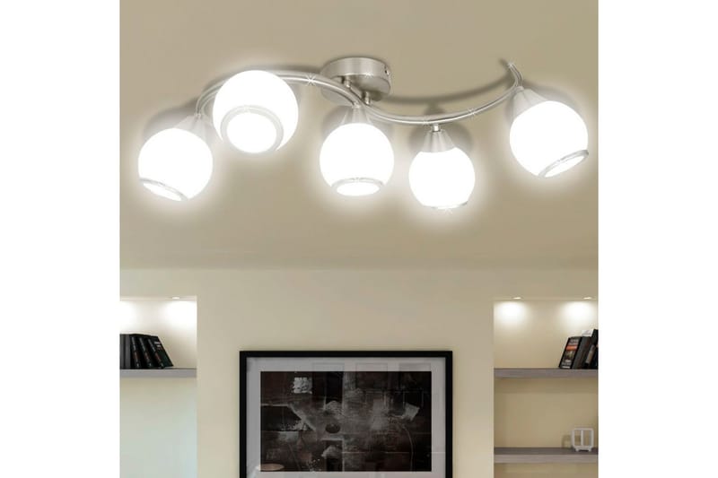 Taklampa med glasskärmar med böjd skena - Vit - Hall lampa - Taklampa & takbelysning - Takplafond - Plafond