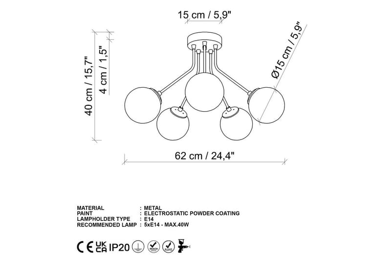 Taklampa Orion Gold - Guld - Belysning - Lampor & belysning inomhus - Taklampa & takbelysning - Takplafond