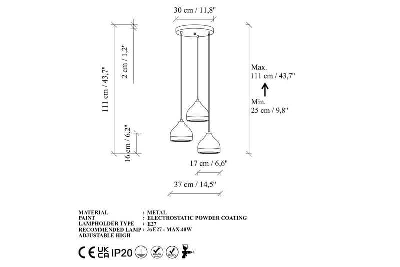Taklampa Soodni Tre Sufia Vit - Vit - Belysning - Lampor & belysning inomhus - Taklampa & takbelysning - Kökslampa & taklampa kök