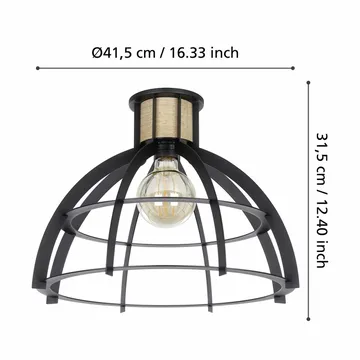 Taklampa Stillington - Svart/Fanér - Belysning - Lampor & belysning inomhus - Taklampa & takbelysning - Takplafond