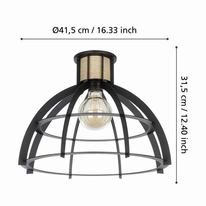 Taklampa Stillington - Svart/Fanér - Belysning - Lampor & belysning inomhus - Taklampa & takbelysning - Takplafond