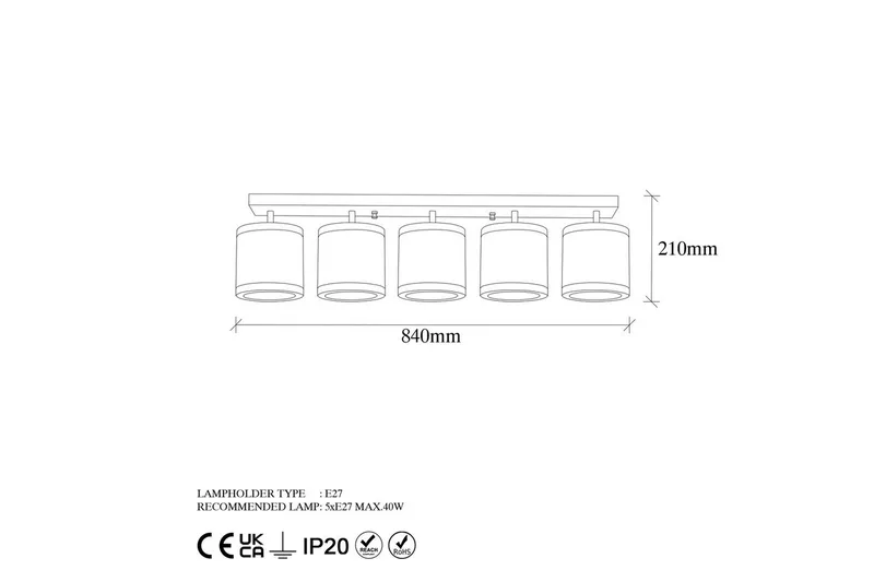 Taklampa Talra Five Vintage - Guld - Belysning - Lampor & belysning inomhus - Taklampa & takbelysning - Takplafond