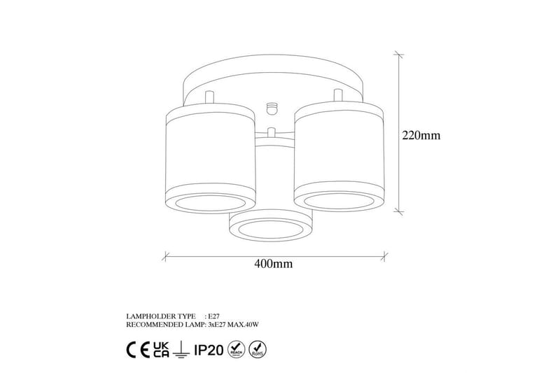 Taklampa Talrayo Svart / Vit - Svart / Vit - Belysning - Lampor & belysning inomhus - Taklampa & takbelysning - Takplafond