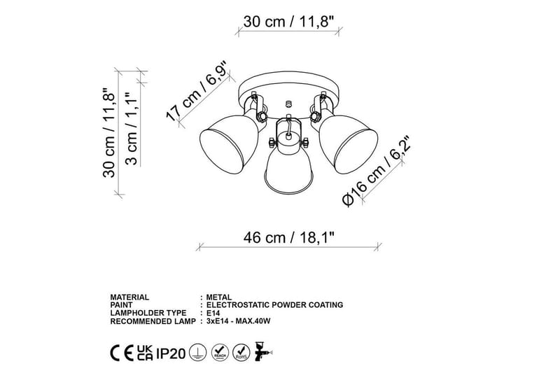 Taklampa Tyka Svart - Svart - Belysning - Lampor & belysning inomhus - Taklampa & takbelysning - Takplafond