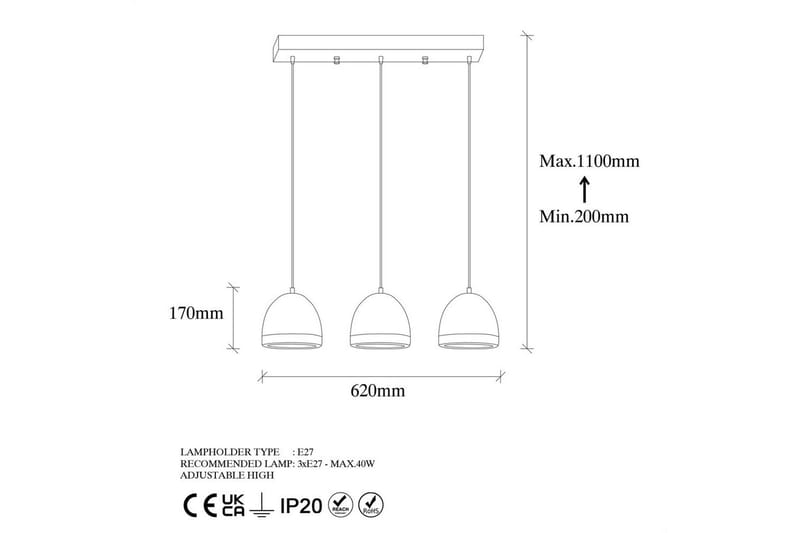 Taklampa Venor Horisontell Vintage - Multifärgad - Belysning - Lampor & belysning inomhus - Taklampa & takbelysning - Kökslampa & taklampa kök