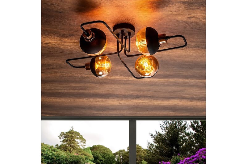 Taklampa Zarethia Svart / Koppar - Koppar/Svart - Belysning - Lampor & belysning inomhus - Taklampa & takbelysning - Takplafond