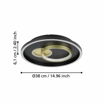 Vägg-/Taklampa Tiriolo - Svart/Guld - Belysning - Lampor & belysning inomhus - Taklampa & takbelysning - Takplafond