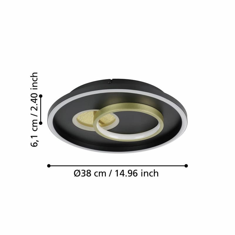 Vägg-/Taklampa Tiriolo - Svart/Guld - Belysning - Lampor & belysning inomhus - Taklampa & takbelysning - Takplafond