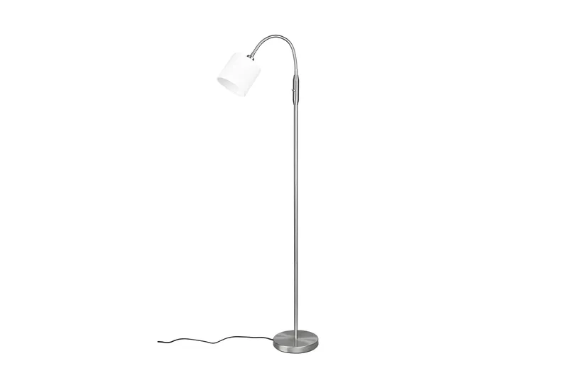 Tommy Golvlampa 1L E14 borstad stål/ vit, Borstad stål/Vit