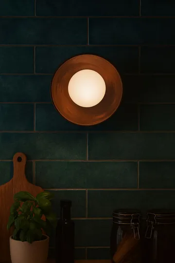 Beylin Vägglampa 24 cm Rund - Valnöt Vit - Belysning - Lampor & belysning inomhus - Vägglampa