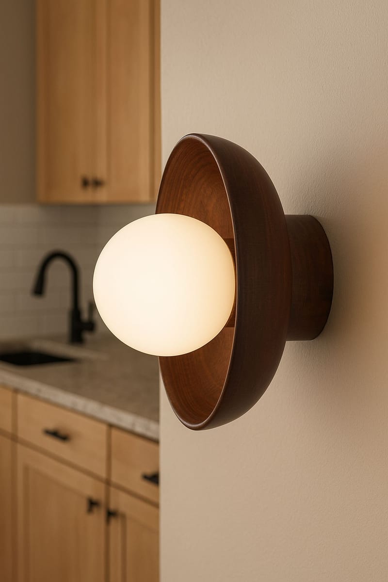 Beylin Vägglampa 24 cm Rund - Valnöt Vit - Belysning - Lampor & belysning inomhus - Vägglampa