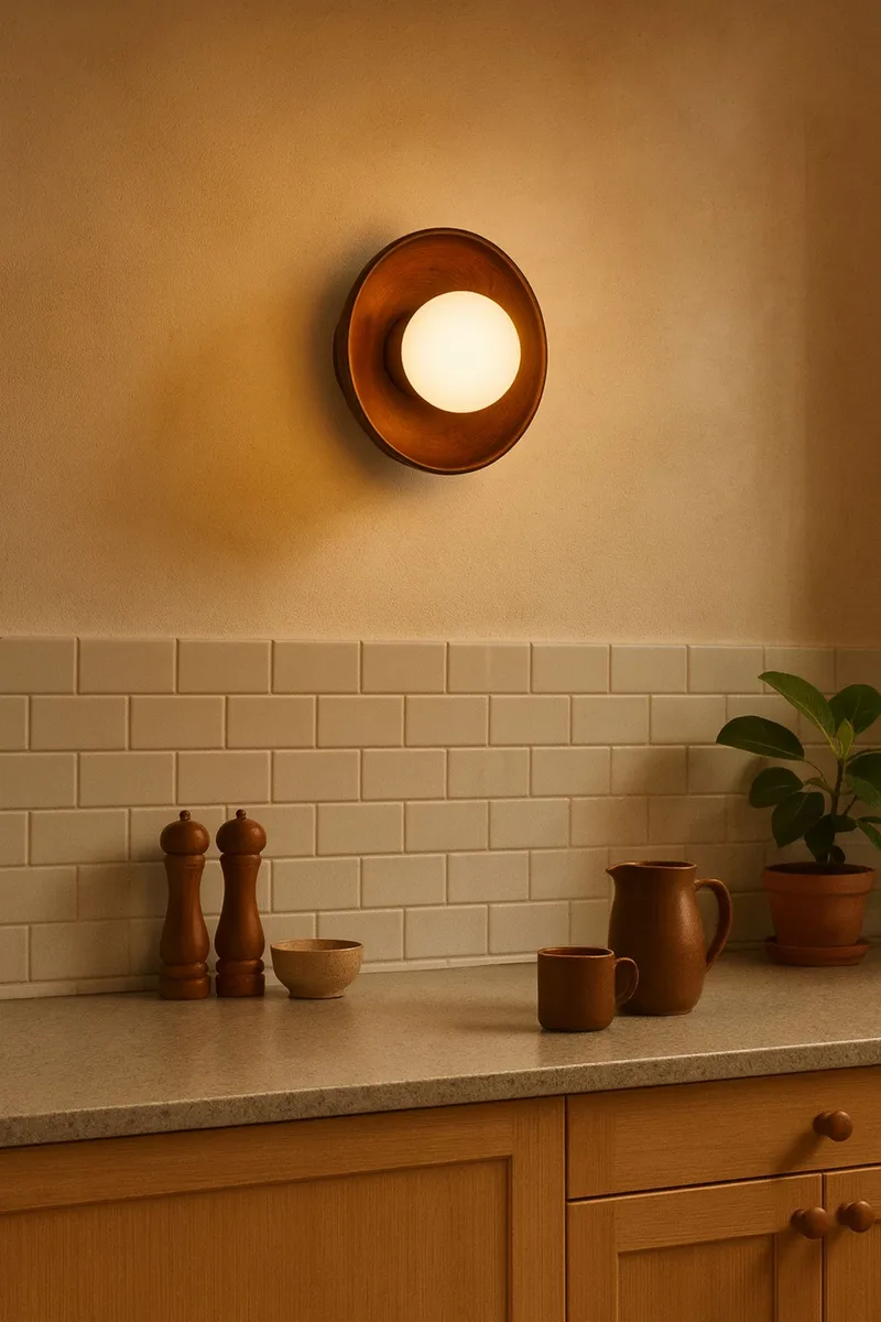 Beylin Vägglampa 24 cm Rund - Valnöt Vit - Belysning - Lampor & belysning inomhus - Vägglampa