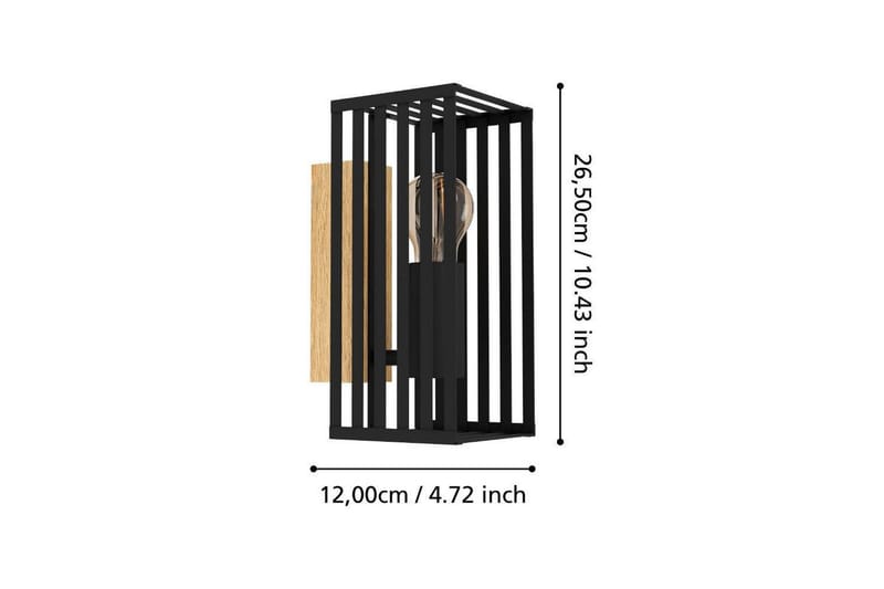 Vägglampa Eglo Cidraz Svart/Trä - Belysning - Lampor & belysning inomhus - Vägglampa