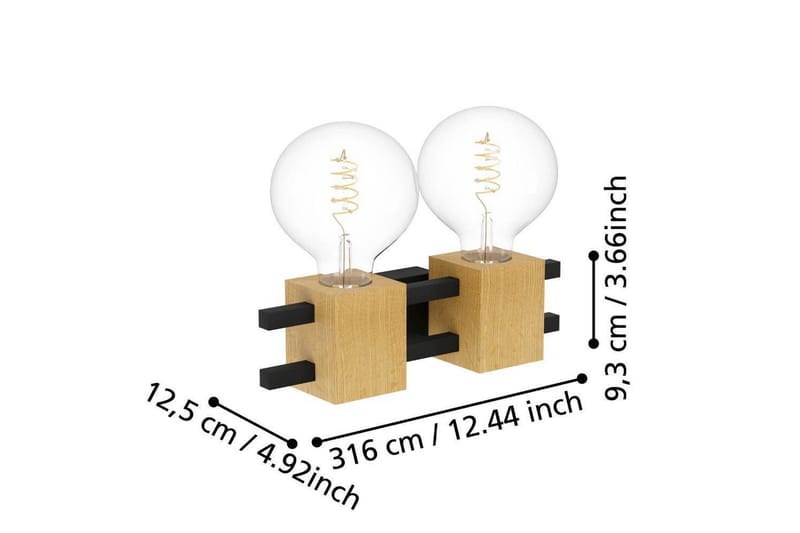 Vägglampa Eglo Levantara Svart/Trä med 2 Lampor - Belysning - Lampor & belysning inomhus - Vägglampa