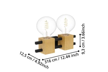 Vägglampa Eglo Levantara Svart/Trä med 2 Lampor - Belysning - Lampor & belysning inomhus - Hall lampa