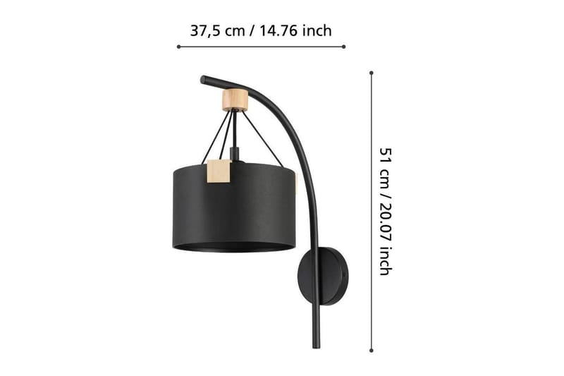 Vägglampa Eglo Potosi Svart/Trä - Belysning - Lampor & belysning inomhus - Vägglampa