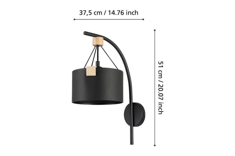 Vägglampa Eglo Potosi Svart/Trä - Belysning - Lampor & belysning inomhus - Vägglampa - Väggarmatur