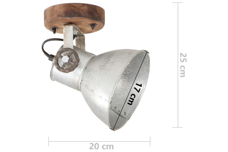 Industriell vägglampa/taklampa 2 st silver 20x25 cm E27 - Silver - Sänglampa vägg - Väggarmatur - Vägglampa