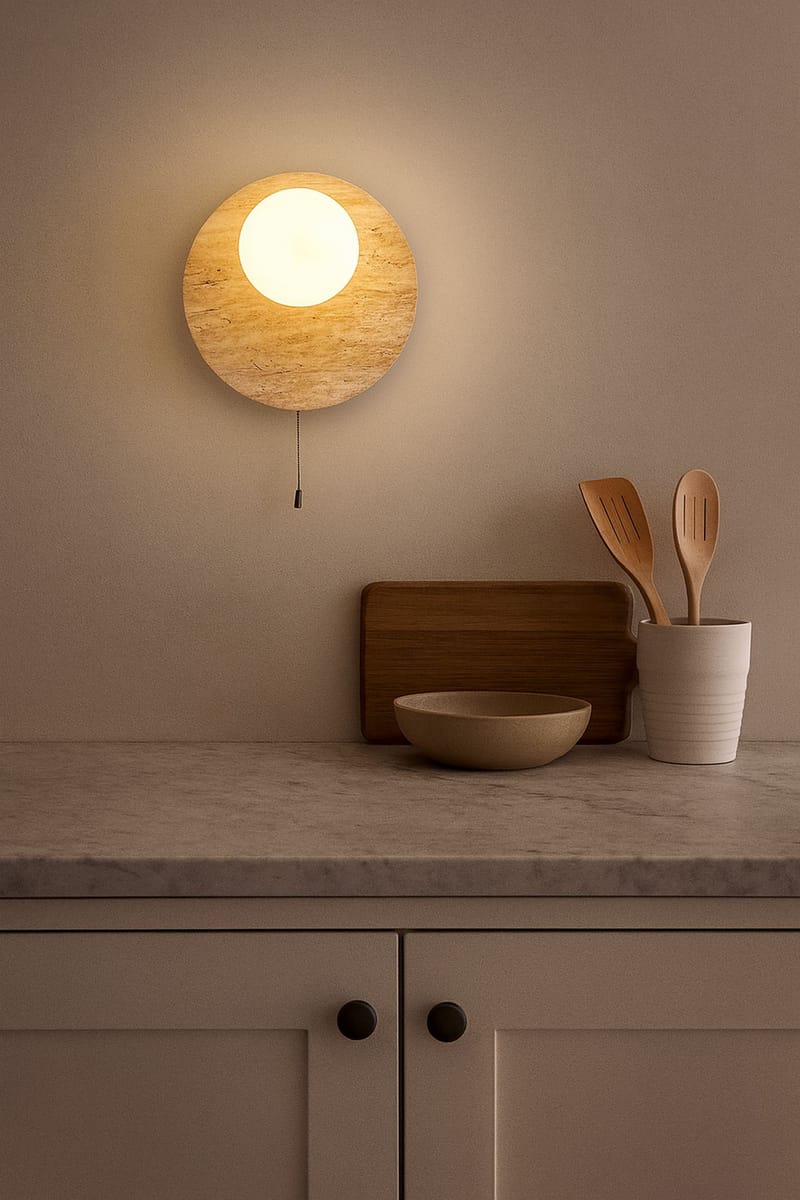 Kummer Vägglampa 10 cm Rund - Beige Och Vit - Belysning - Lampor & belysning inomhus - Vägglampa