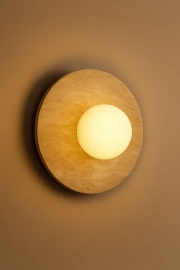 Kummer Vägglampa 12 cm Rund - Beige Och Vit - Belysning - Lampor & belysning inomhus - Vägglampa