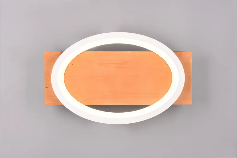 LED-Vägglampa Barca 1-dels Matt vit/Trä - Vit - Belysning - Lampor & belysning inomhus - Vägglampa