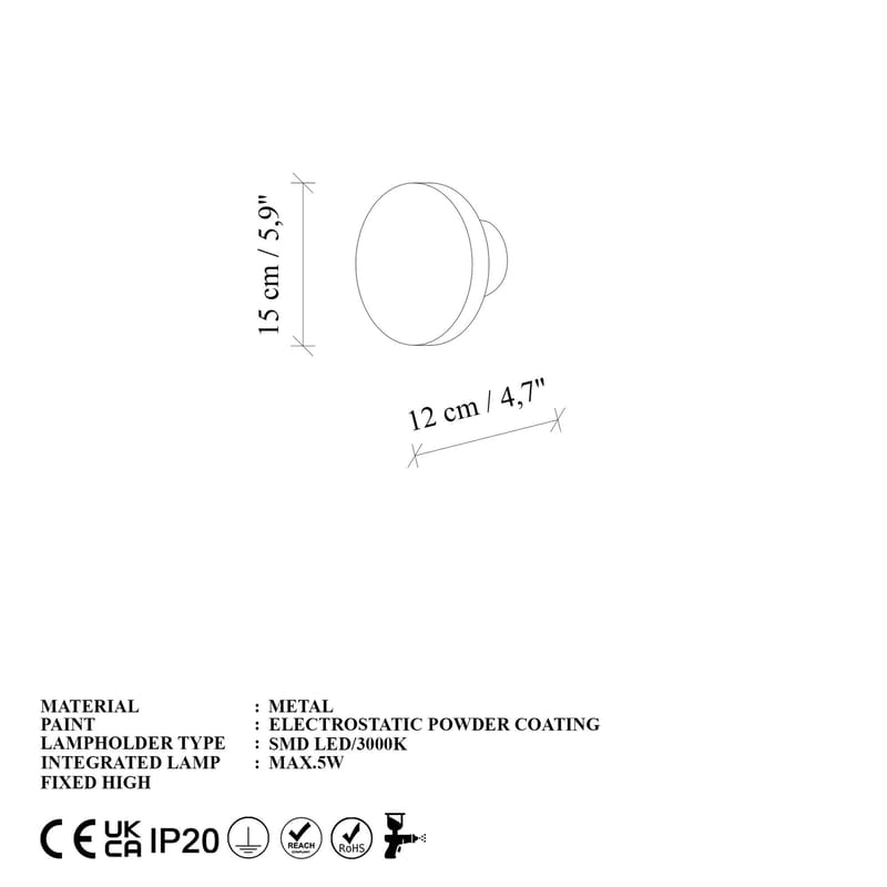 Loomba Vägglampa 15 cm Rund - Röd - Belysning - Lampor & belysning inomhus - Vägglampa