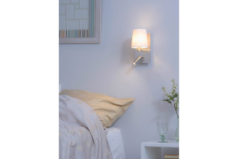 Marriot vägglampa E27 + LED borstad stål/ vit - Borstad stål/Vit - Belysning - Lampor & belysning inomhus - Vägglampa