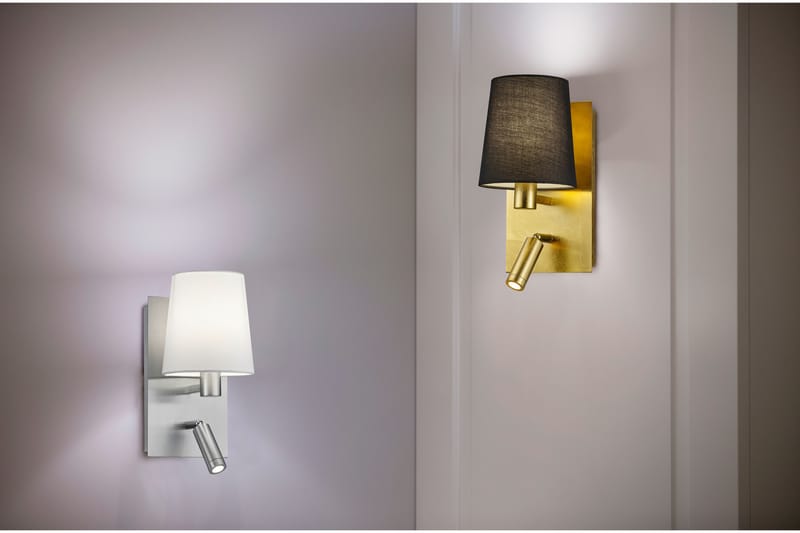 Marriot vägglampa E27 + LED borstad stål/ vit - Borstad stål/Vit - Belysning - Lampor & belysning inomhus - Vägglampa