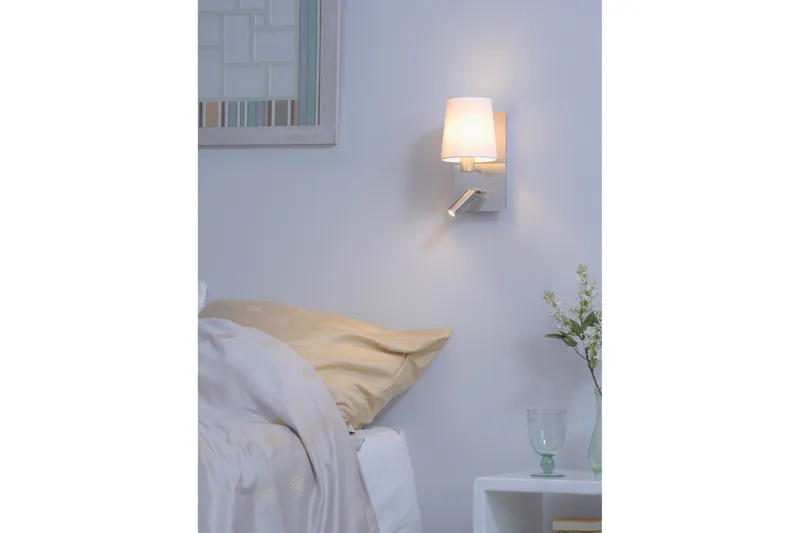 Marriot Vägglampa E27 + LED borstad stål/ vit - Borstad stål/Vit - Belysning - Lampor & belysning inomhus - Vägglampa - Väggarmatur