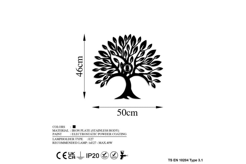 Vägglampa Malti Tree Svart - Svart - Belysning - Lampor & belysning inomhus - Vägglampa
