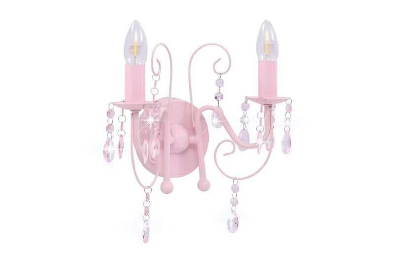 Vägglampa med pärlor rosa 2xE14-lampor - be Basic - Väggarmatur - Sänglampa vägg - Vägglampa