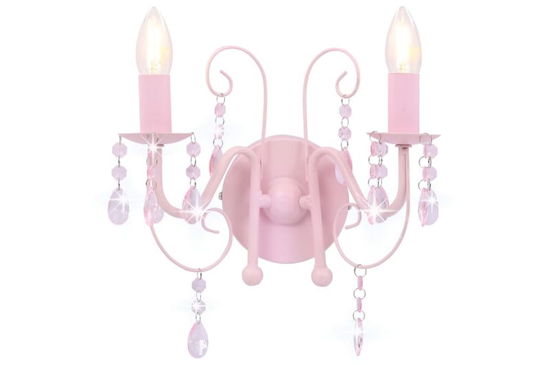 Vägglampa med pärlor rosa 2xE14-lampor - be Basic - Väggarmatur - Sänglampa vägg - Vägglampa
