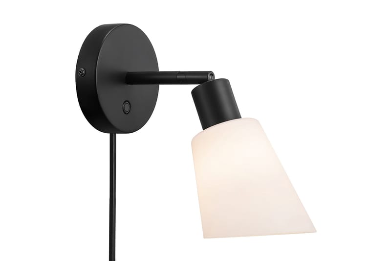 Vägglampa Molli med Arm Svart/Opal - Sänglampa vägg - Väggarmatur - Vägglampa
