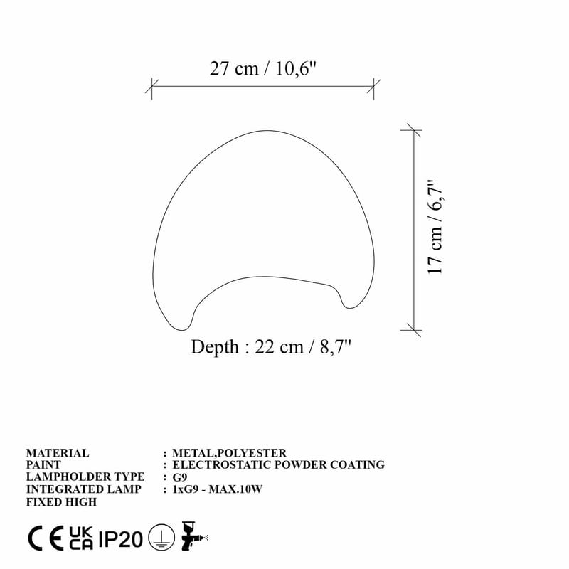 Vyrel Vägglampa 27 cm - Vit - Belysning - Lampor & belysning inomhus - Vägglampa