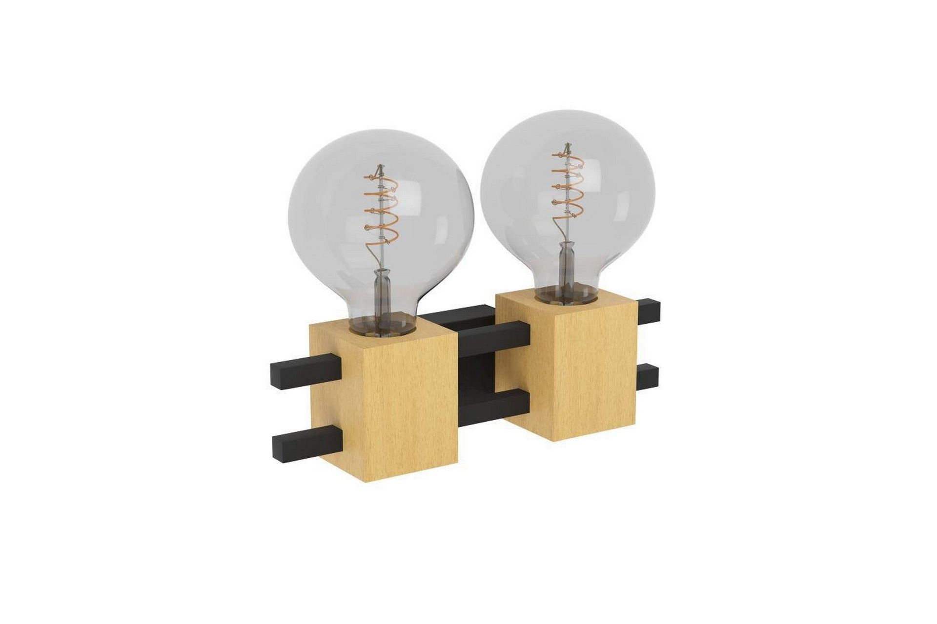 V&auml;gglampa Eglo Levantara Svart/Tr&auml; med 2 Lampor -