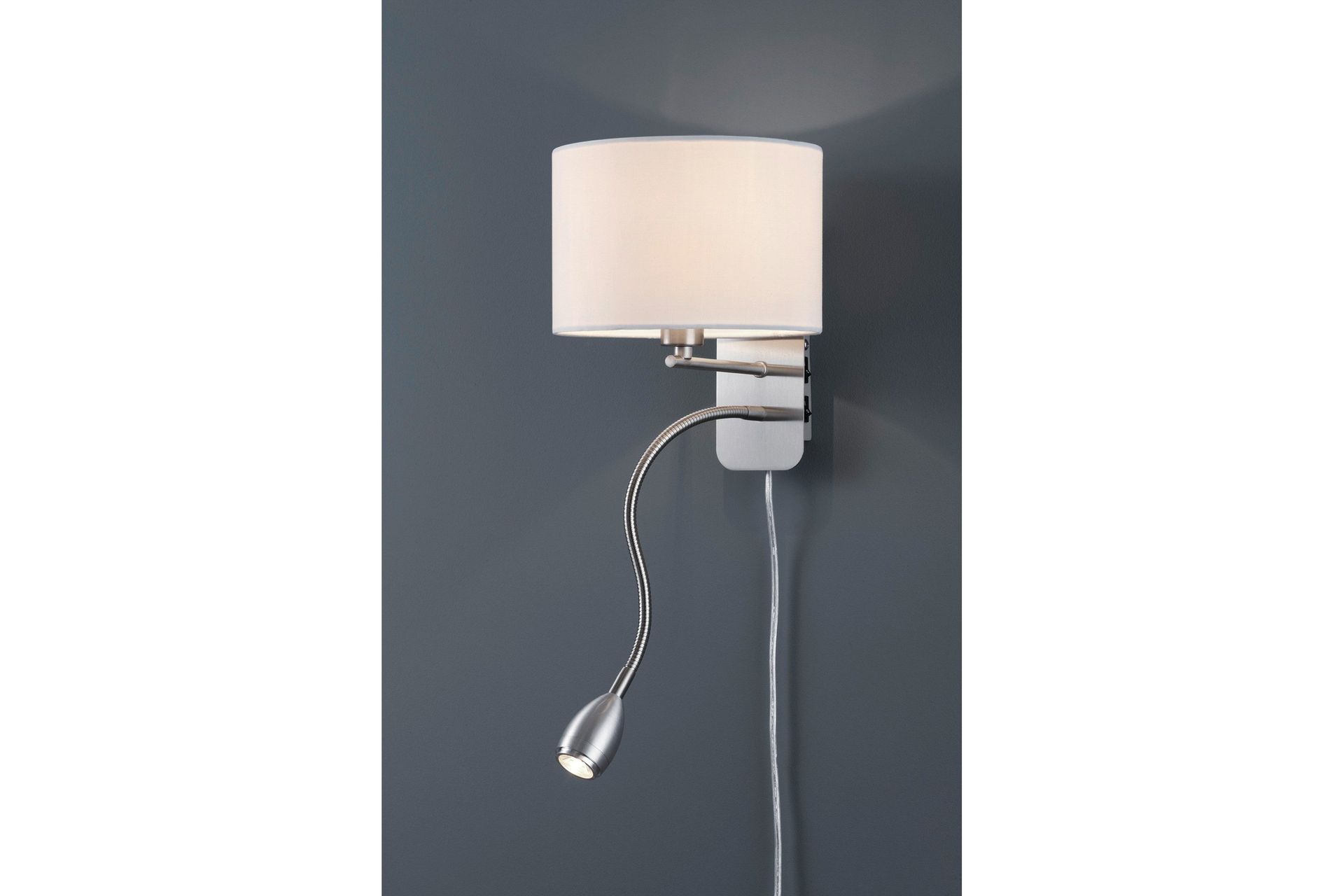 Hotel Vägglampa med läslampa E14 + LED vit - Vit
