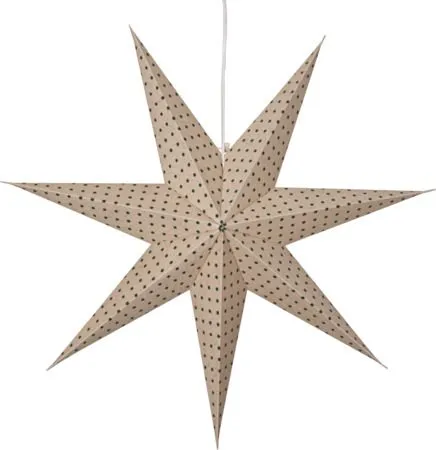 Cotton Adventsstjärna 60 cm – Jullampa i papper - Beige med gröna prickar - Belysning - Julbelysning - Adventsstjärna