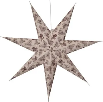 Cotton Adventsstjärna 60 cm - Jullampa i papper - Beige med rött mönster - Belysning - Julbelysning - Adventsstjärna