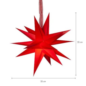December Pappersstjärna 55 cm - Jullampa - Röd - Belysning - Julbelysning - Adventsstjärna