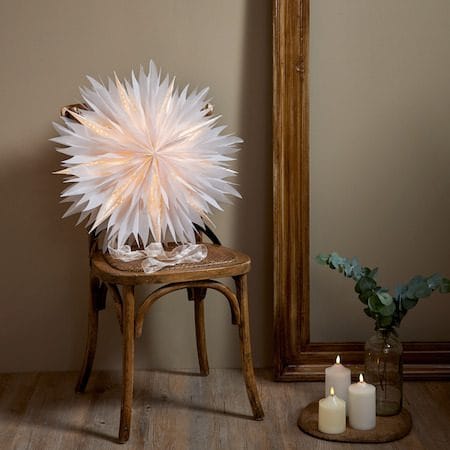 Dis Pappersstjärna  60 cm - Hängande jullampa - Vit - Belysning - Julbelysning - Adventsstjärna