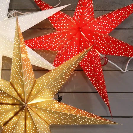 Dot Stor Adventsstjärna 70 cm - Jullampa i papper - Röd - Belysning - Julbelysning - Adventsstjärna