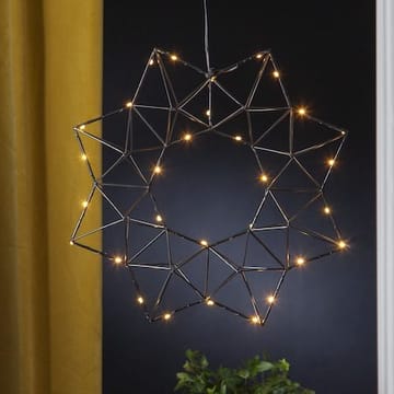 Edge Krans med Belysning 40 cm – Jullampa i metall - Svart - Belysning - Julbelysning - Adventsstjärna