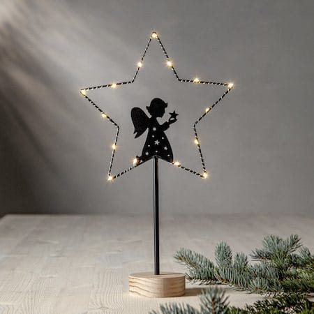 Glimta Inomhusdekoration belysning 25 cm - svart med naturfärgad träbas - Belysning - Julbelysning - Jullampor