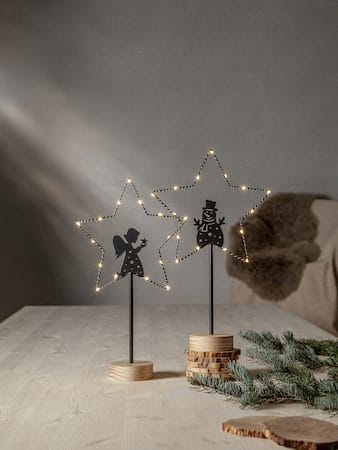 Glimta Inomhusdekoration belysning 25 cm - svart med naturfärgad träbas - Belysning - Julbelysning - Jullampor