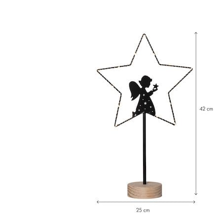 Glimta Inomhusdekoration belysning 25 cm - svart med naturfärgad träbas - Belysning - Julbelysning - Jullampor