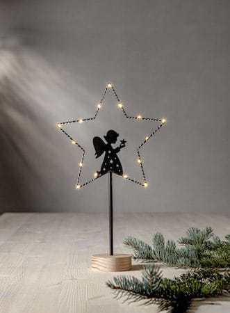 Glimta Inomhusdekoration belysning 25 cm - svart med naturfärgad träbas - Belysning - Julbelysning - Jullampor