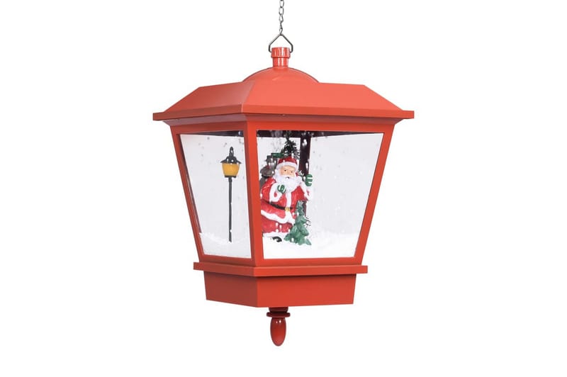 Hänglykta med LED och jultomte röd 27x27x45 cm - Julbelysning utomhus