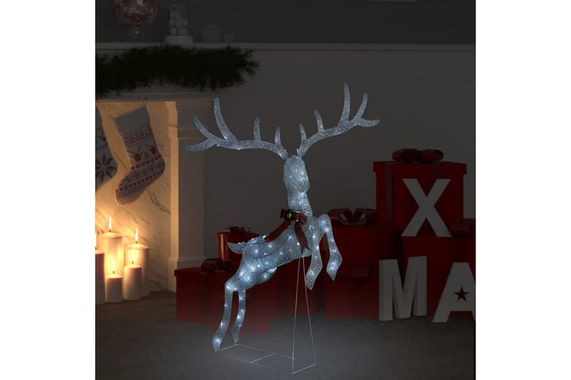 Juldekoration flygande ren 120 LED silver kallvit - Julbelysning utomhus