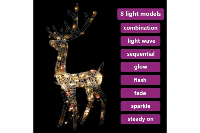 Juldekoration ren akryl 140 LED 128 cm flerfärgad - Vit - Julbelysning utomhus