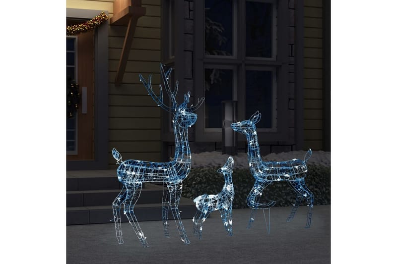 Juldekoration renfamilj akryl 300 LED kallvit - Vit - Julbelysning utomhus